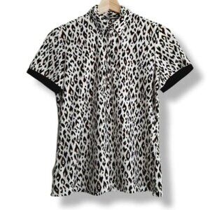 GREG NORMAN PLAYDry Golf Shirt Animal Jaguar Print Sz S